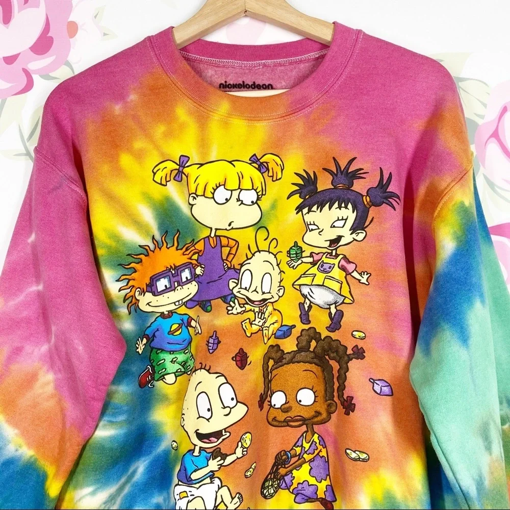 Nickelodeon Rugrats Tie Dye Graphic Oversized Crewneck Sweatshirt M - Picture 2 of 13